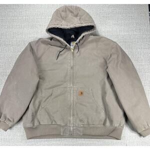Carhartt Jacket Mens 2XL Brown J130 MUS Duck Canvas Quilted Hooded Workwear